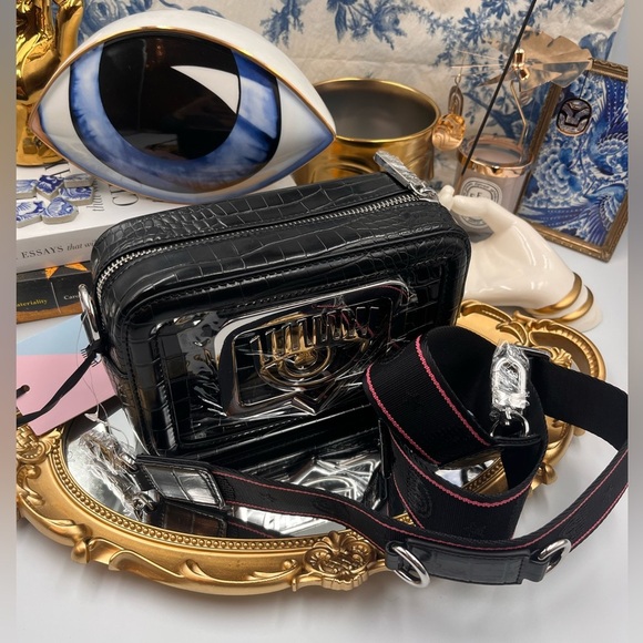 🆕 CHIARA FERRAGNI 🧿 NWT Eyelike-Motif Borsa Crossbody Bag - Black 🧿 - Picture 8 of 14